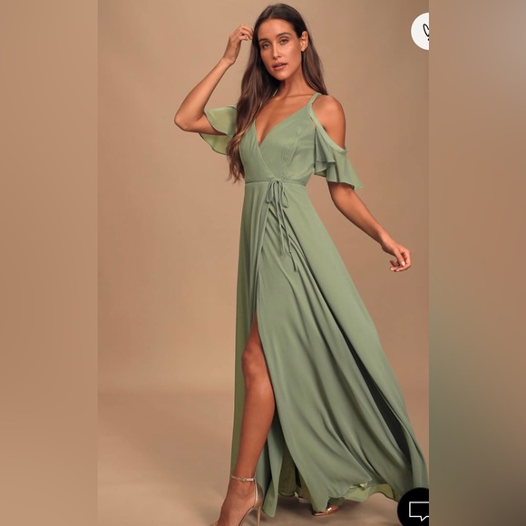 Lulus Dresses & Skirts - NWT Easy Listening Sage Green Cold-Should
Wrap Maxi Dress Lulu’s